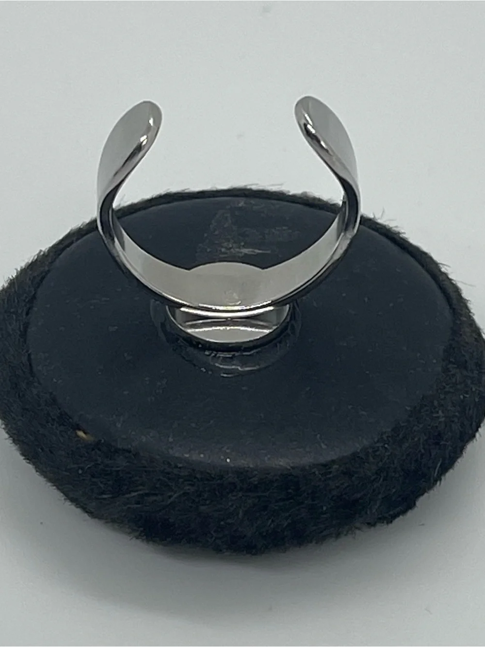Hand Crafted Black Furry Button Statement Ring NWT OS